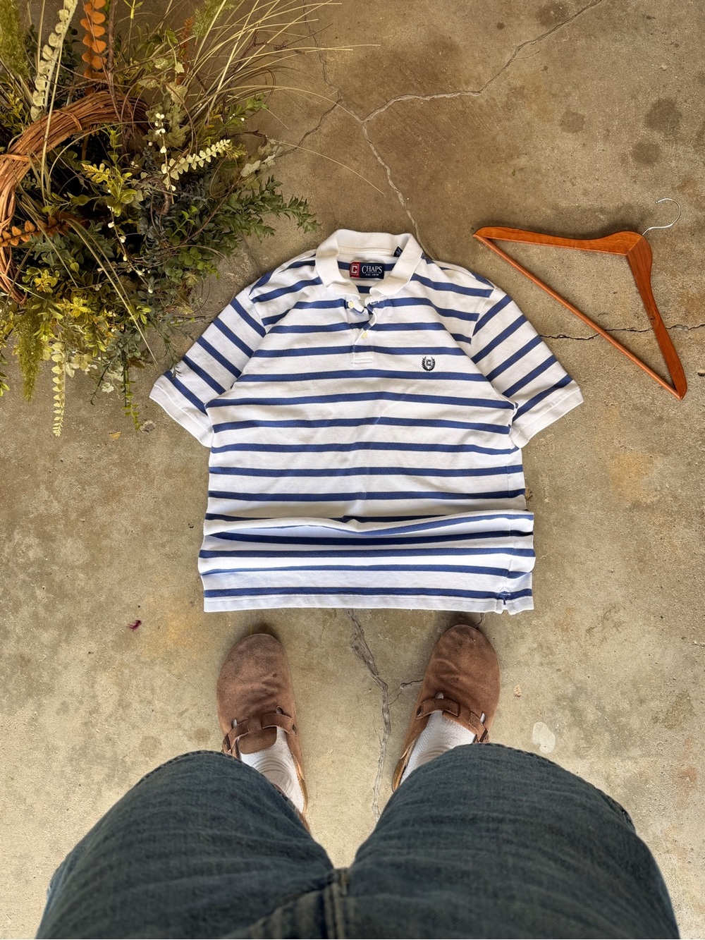 Chaps Navy & White Striped Men's Polo
